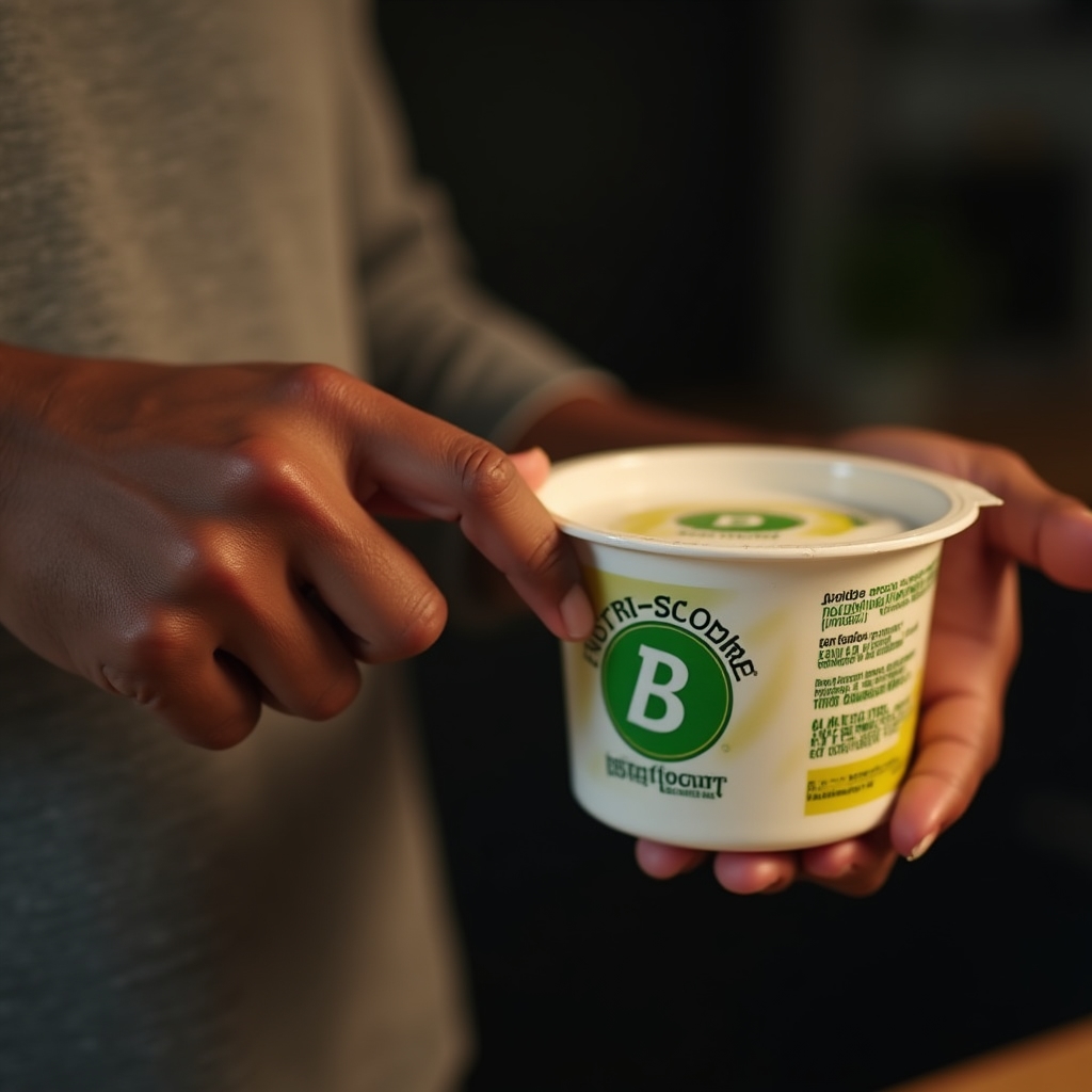 Nutri-Score label on a Polish yogurt product being explained
